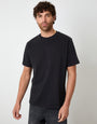 Threadbare Peached Cotton Crew Neck T-Shirt in Black - front view