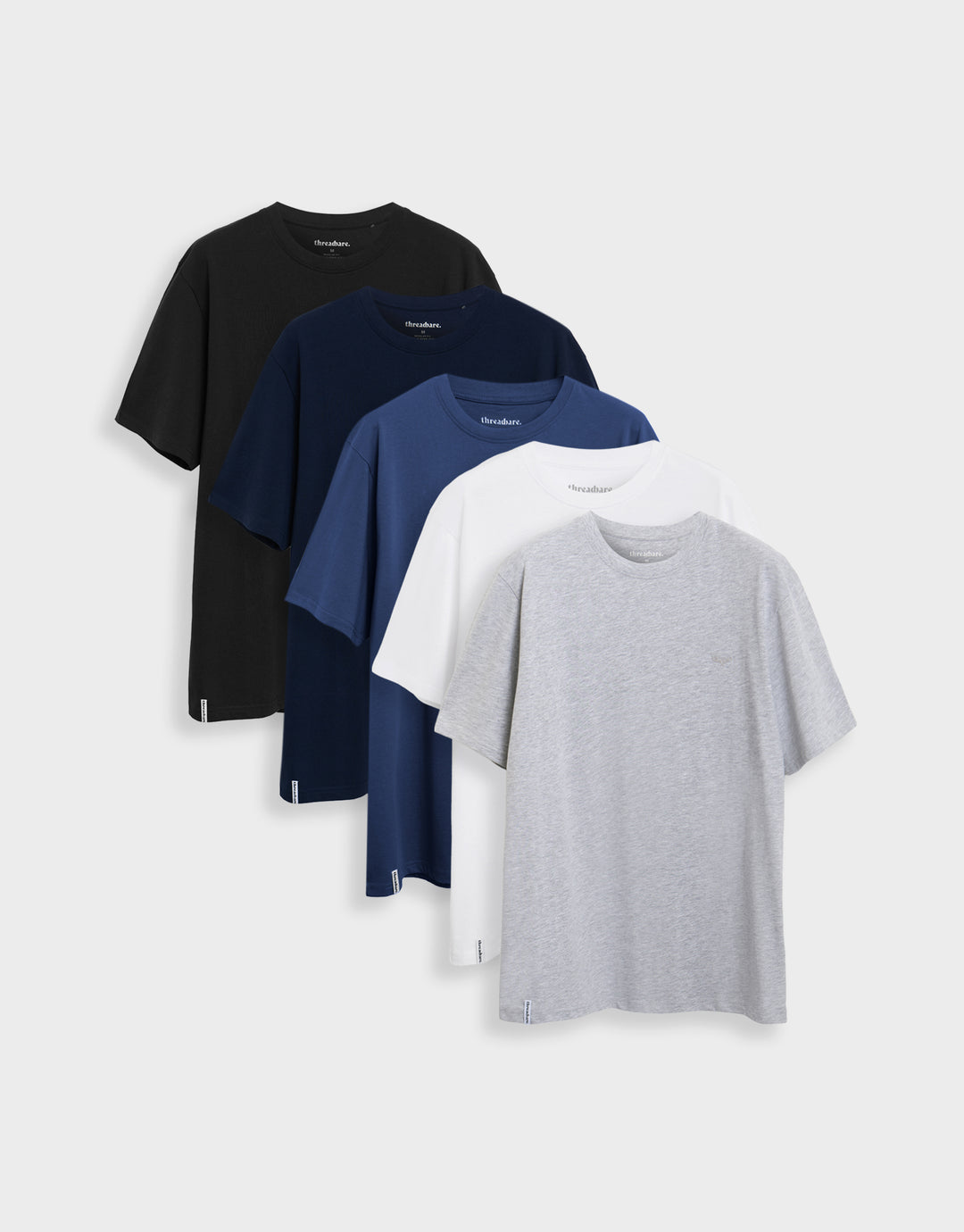 Threadbare 5 Pack Multi Cotton Crew Neck T-Shirts - flat lay