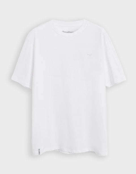 Threadbare 5 Pack Multi Cotton Crew Neck T-Shirts - white t shirt flat lay