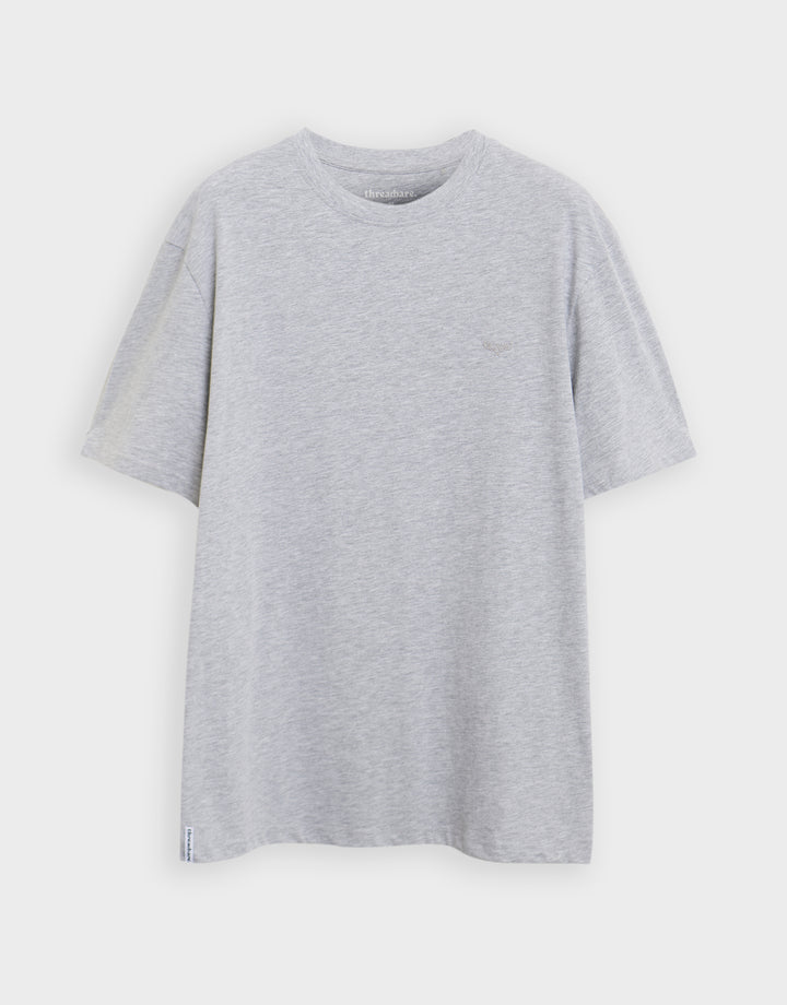 Threadbare Cotton Crew Neck T-Shirt in Grey Marl - flat lay