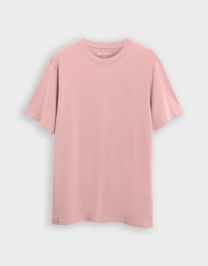 Threadbare Cotton Crew Neck T-Shirt in Dusky Pink - flat lay