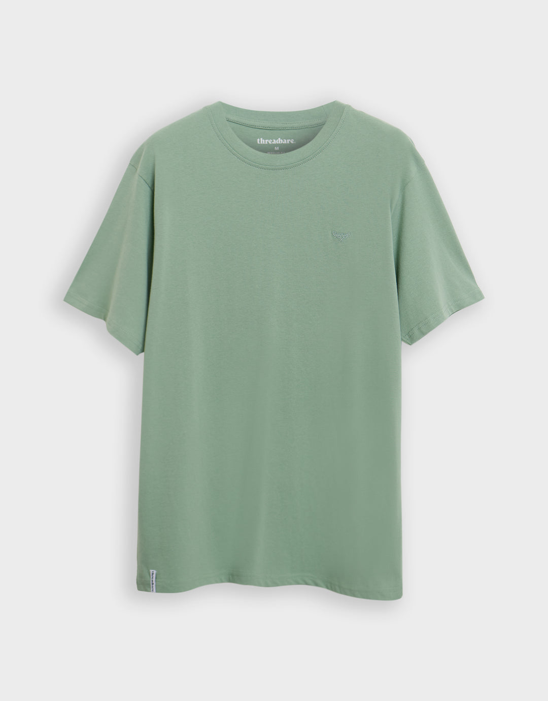 Threadbare Cotton Crew Neck T-Shirt in Sage Green - flat lay
