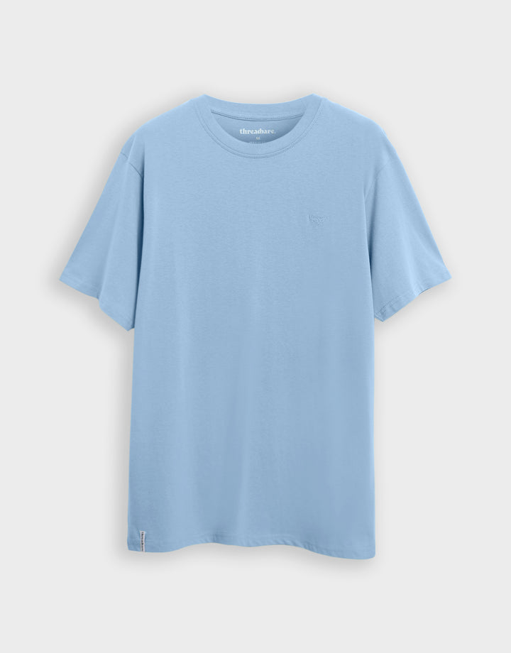 Threadbare Cotton Crew Neck T-Shirt in Baby Blue - flat lay