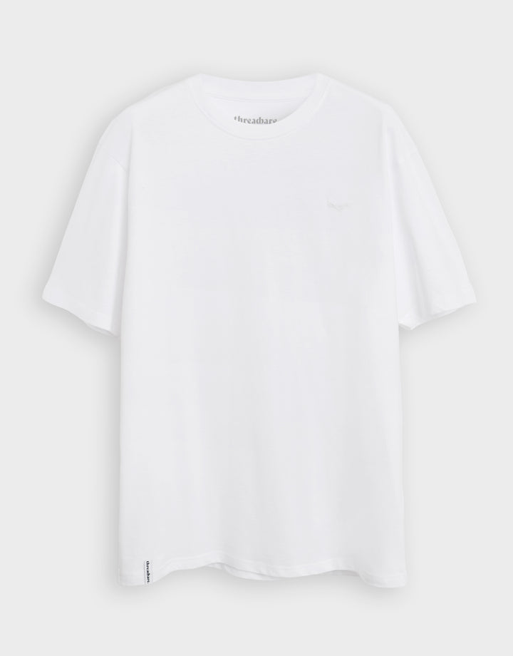 Threadbare Cotton Crew Neck T-Shirt in White - flat lay
