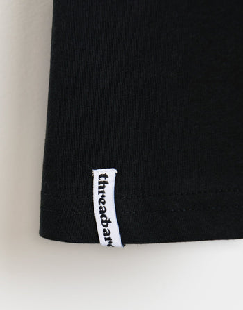 Threadbare Cotton Crew Neck T-Shirt in Black - woven branded hem label detail
