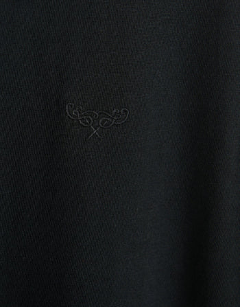 Threadbare Cotton Crew Neck T-Shirt in Black - chest embroidery detail