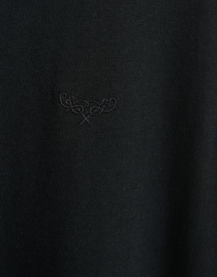 Threadbare Cotton Crew Neck T-Shirt in Black - chest embroidery detail