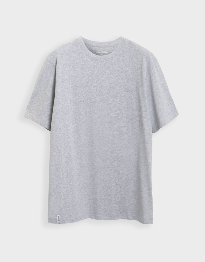 Threadbare Cotton Crew Neck T-Shirt in Grey Marl - flat shot