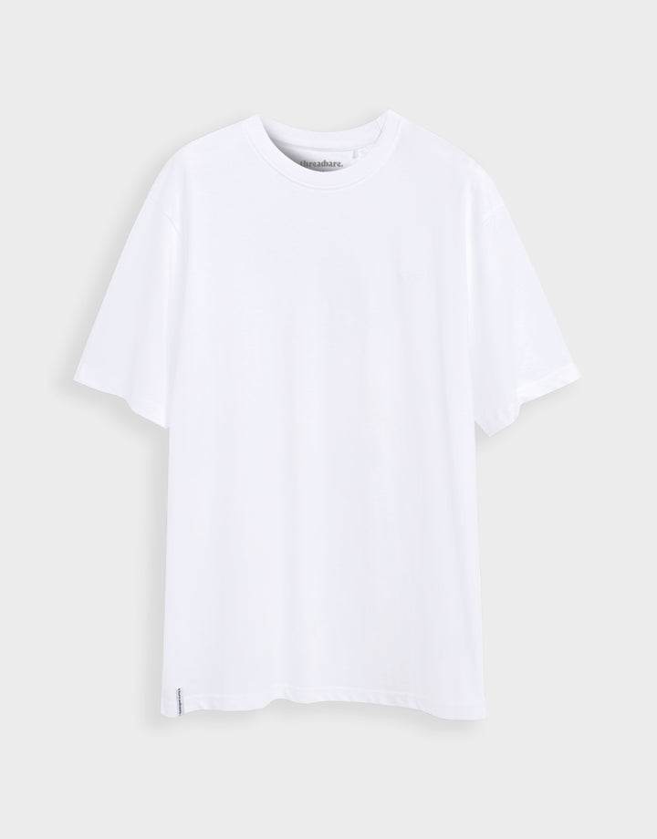 Threadbare Cotton Crew Neck T-Shirt in White - flat shot