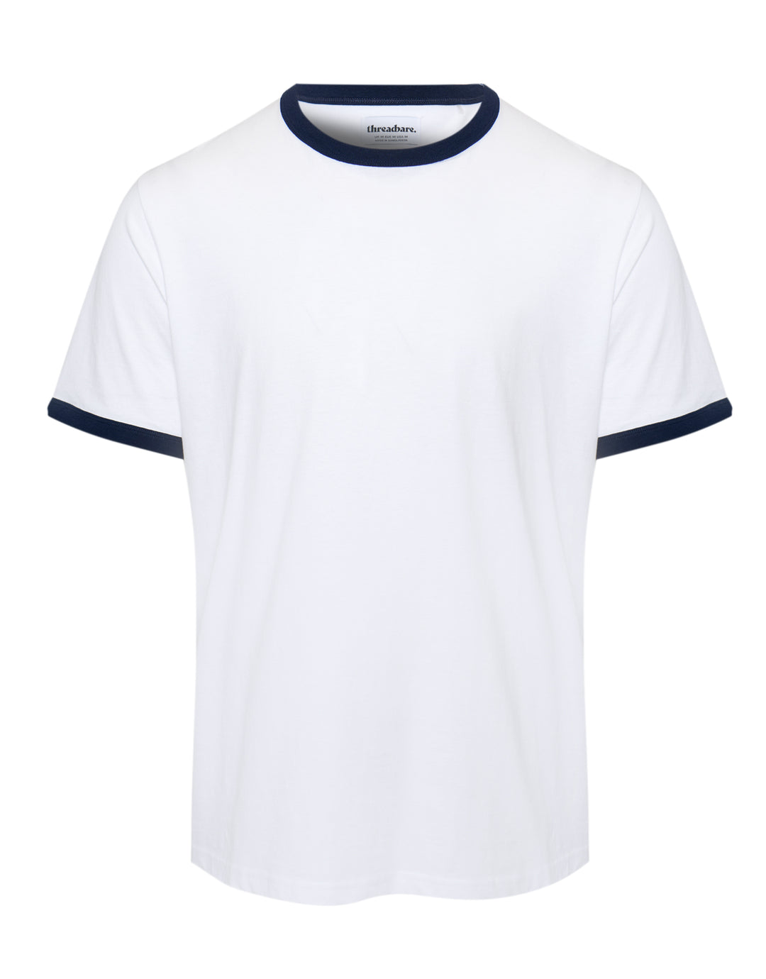 Threadbare Cotton Ringer T-Shirt in White - flat lay