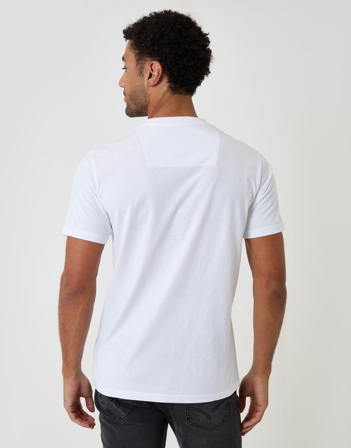 Threadbare Cotton Grandad Collar T-Shirt in White - back view