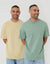 2 Pack Relaxed Fit Cotton T-Shirts in Sage Green & Stone