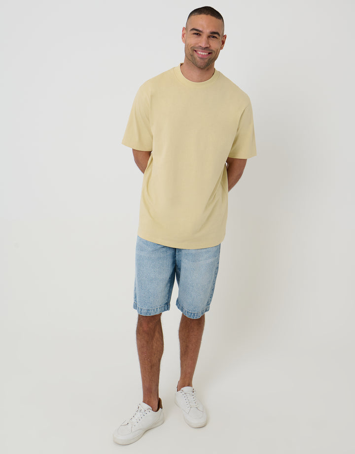 Threadbare Relaxed Fit Cotton T-Shirts in Stone - full body