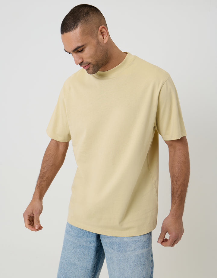 Threadbare Relaxed Fit Cotton T-Shirts in Stone - front view