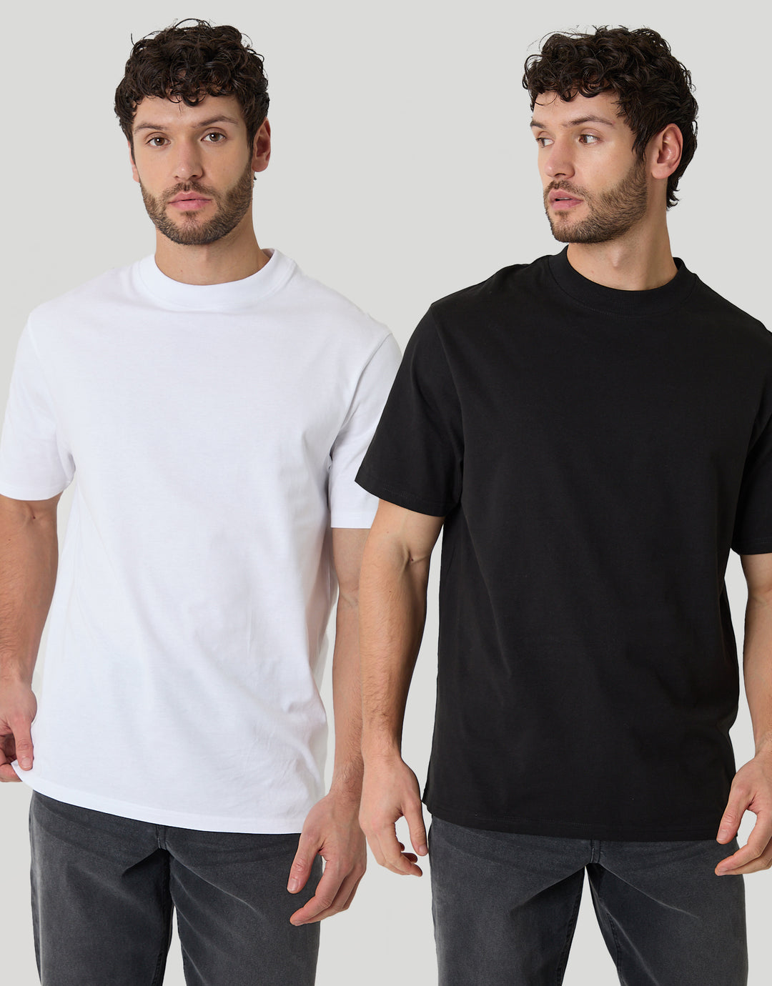 2 Pack Black & White Relaxed Fit Cotton T-Shirts