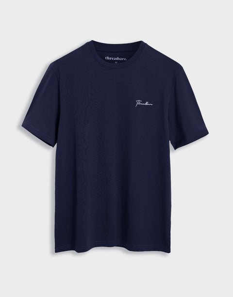 5 Pack Assorted Cotton Script T-Shirts in Navy - flat lay