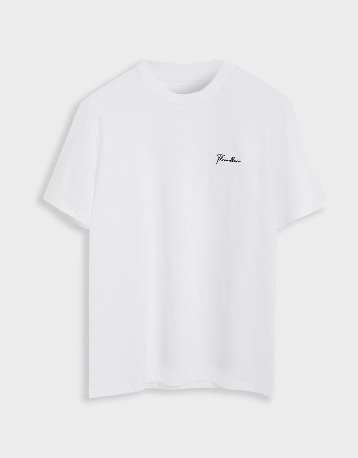 5 Pack Assorted Cotton Script T-Shirts in White - flat lay