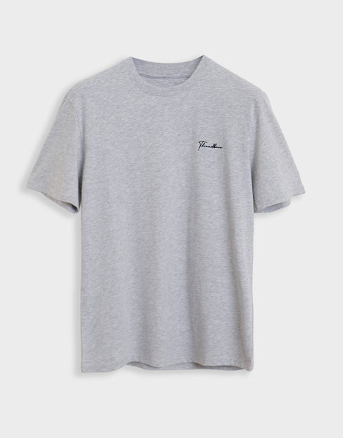 5 Pack Assorted Cotton Script T-Shirts in Grey Marl - flat lay