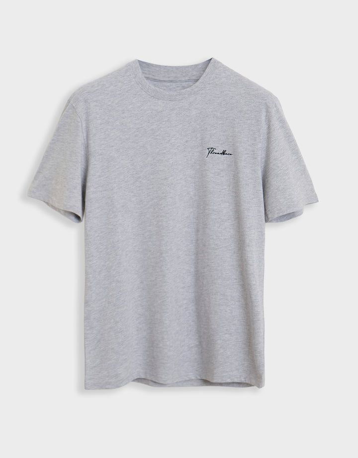 5 Pack Assorted Cotton Script T-Shirts in Grey Marl - flat lay