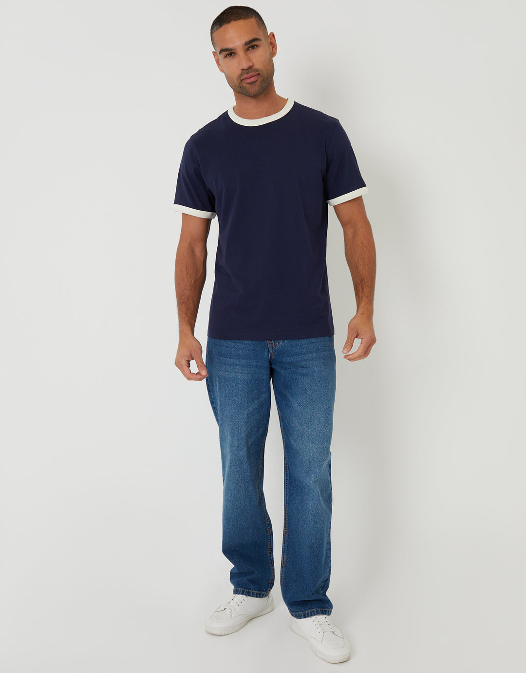 Navy Cotton Ringer T-Shirt