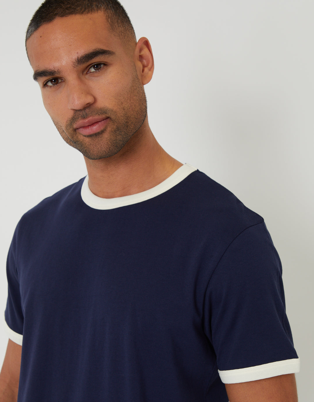 Navy Cotton Ringer T-Shirt