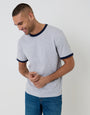 Grey Marl Cotton Ringer T-Shirt