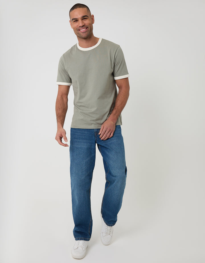Sage Green Cotton Ringer T-Shirt