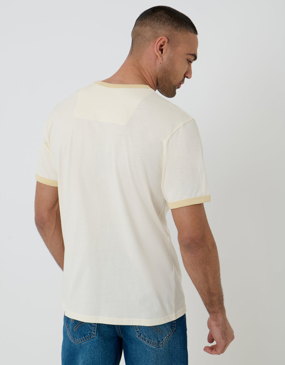 Ecru Cotton Ringer T-Shirt