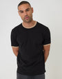 Threadbare Cotton Ringer T-Shirt in Black - front view
