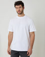 White Relaxed Fit Peached Cotton T-Shirt