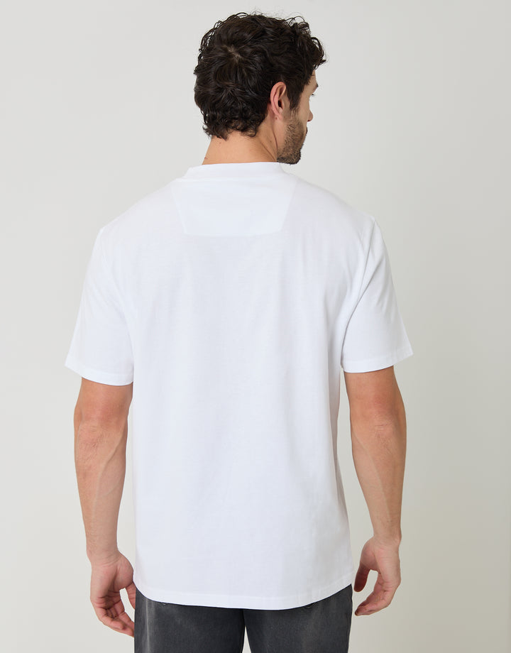 White Relaxed Fit Peached Cotton T-Shirt