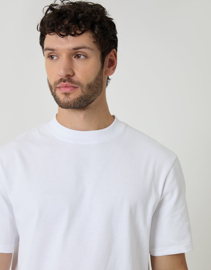 White Relaxed Fit Peached Cotton T-Shirt