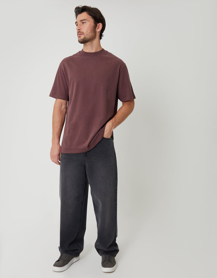 Plum Relaxed Fit Peached Cotton T-Shirt