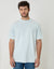 Light Blue Relaxed Fit Peached Cotton T-Shirt