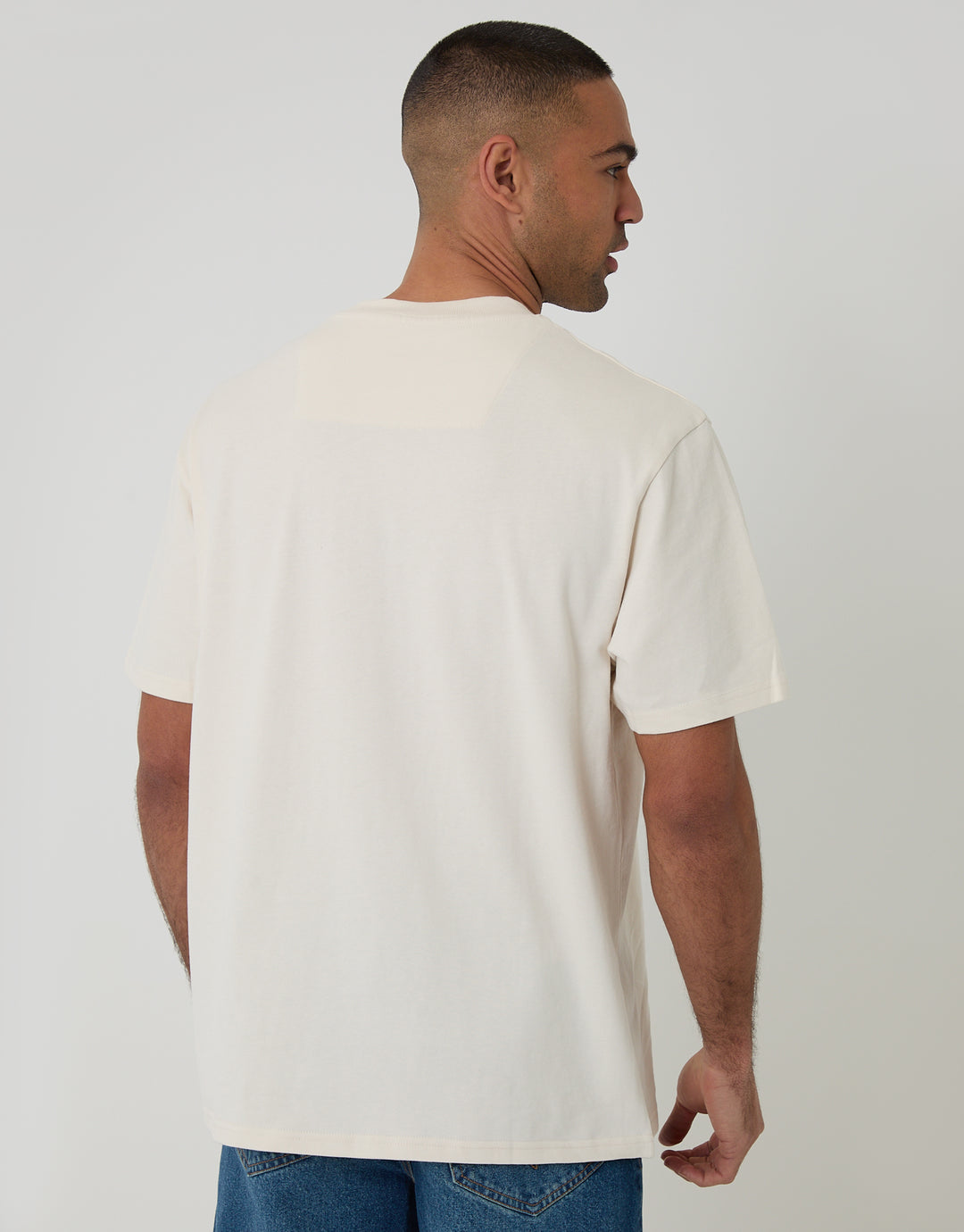 Ecru Relaxed Fit Peached Cotton T-Shirt