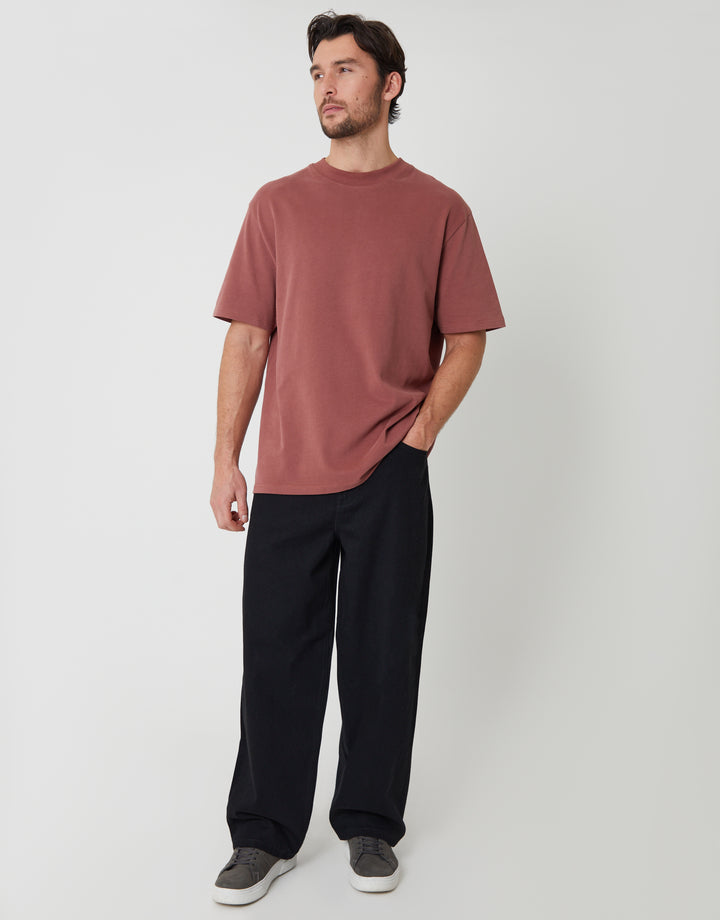 Dusky Pink Relaxed Fit Peached Cotton T-Shirt
