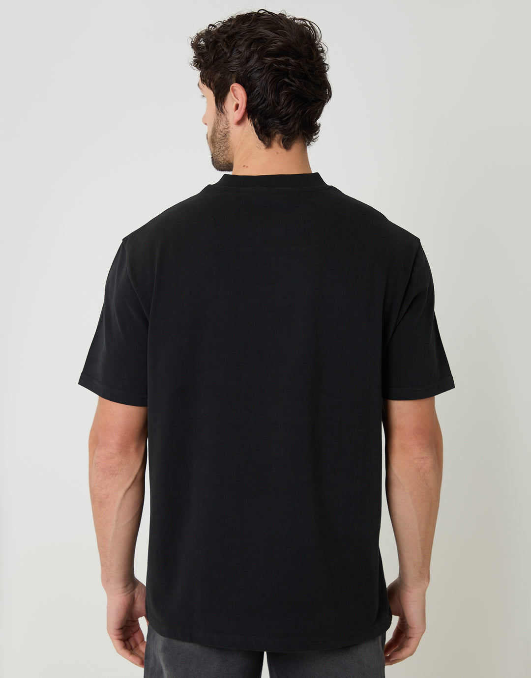 Black Relaxed Fit Peached Cotton T-Shirt