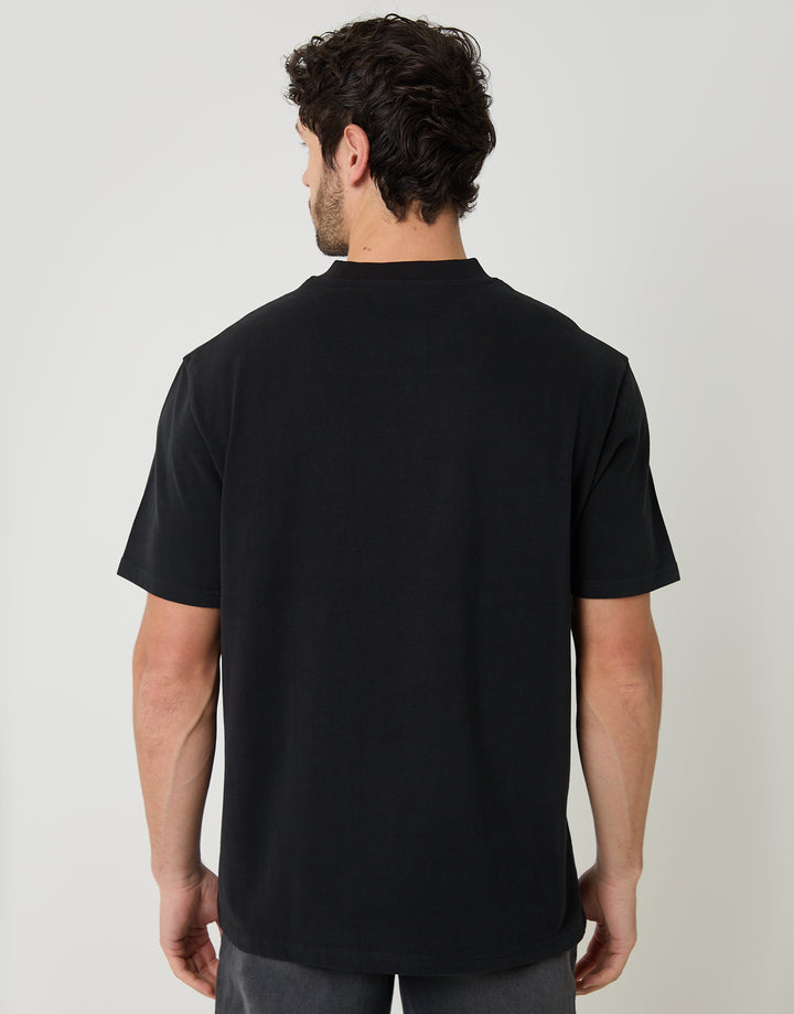 Black Relaxed Fit Peached Cotton T-Shirt