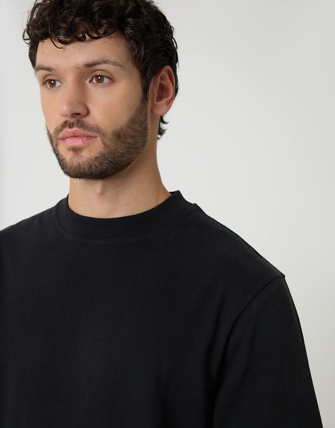 Black Relaxed Fit Peached Cotton T-Shirt