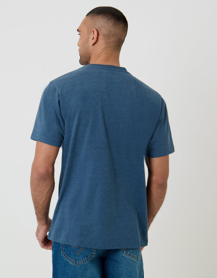 Blue Marl Peached Crew Neck T-Shirt