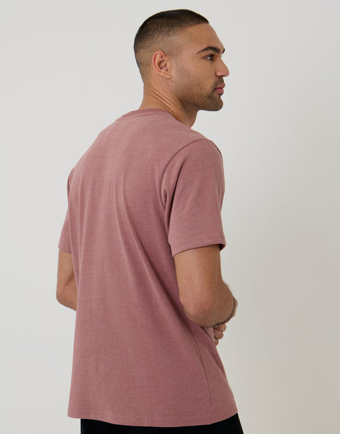 Threadbare Peached Crew Neck T-Shirt in Dusky Pink Marl - back view