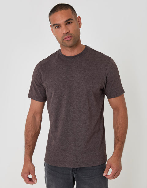 Threadbare Regular Fit Cotton Rich T-Shirt in Chocolate Brown - front view