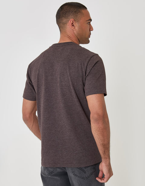 Threadbare Regular Fit Cotton Rich T-Shirt in Chocolate Brown - back view