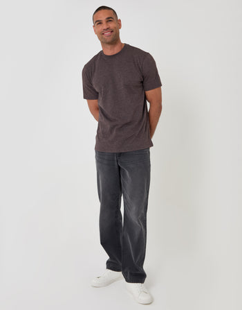 Threadbare Regular Fit Cotton Rich T-Shirt in Chocolate Brown - full body
