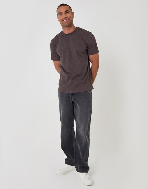 Threadbare Regular Fit Cotton Rich T-Shirt in Chocolate Brown - full body