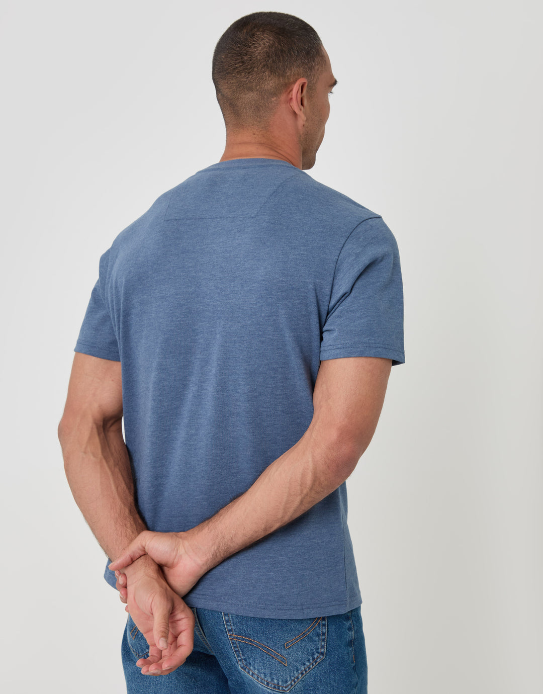 Threadbare Regular Fit Cotton Rich T-Shirt in Light Blue - back view