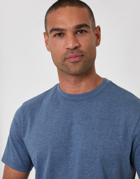 Threadbare Regular Fit Cotton Rich T-Shirt in Light Blue - close up