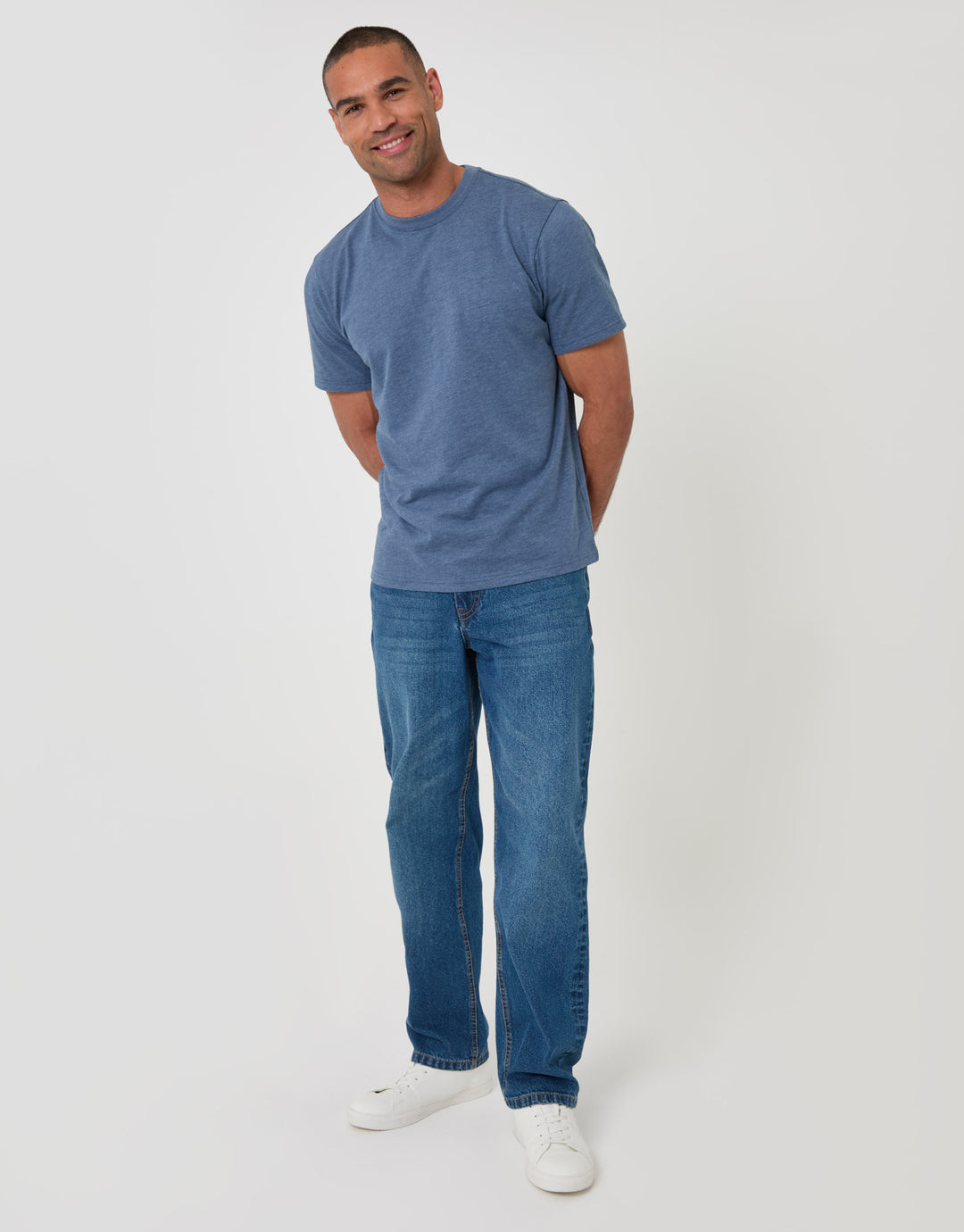 Threadbare Regular Fit Cotton Rich T-Shirt in Light Blue - full body