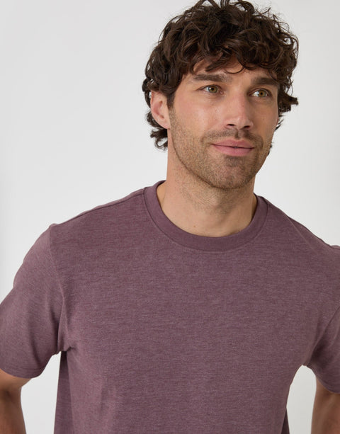 Threadbare Peached Crew Neck T-Shirt in Burgundy - close up