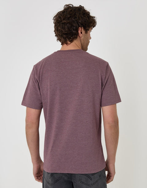 Threadbare Peached Crew Neck T-Shirt in Burgundy - back view